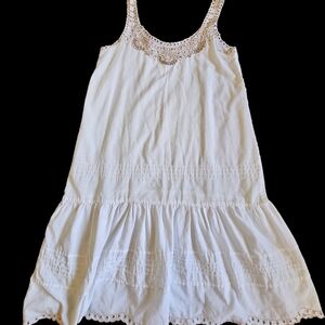 Vintage designed by N.T. white embroidered cottage core midi dress, size L